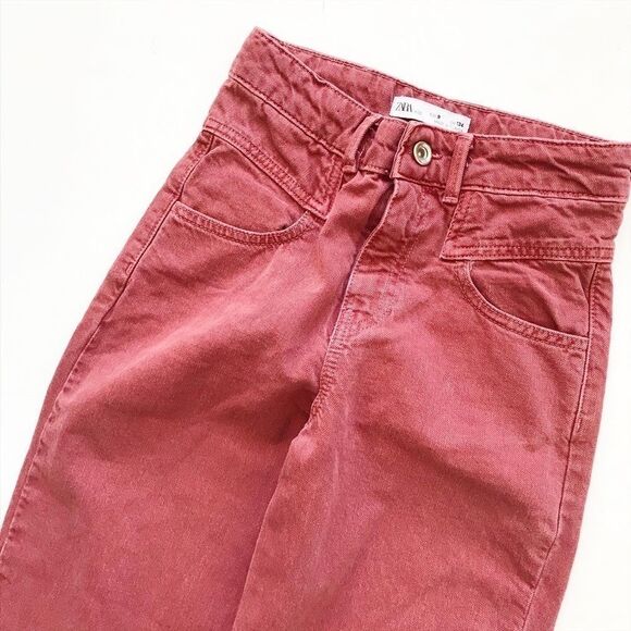 Zara brick/rust baggy cinched cuff jeans EUC 9Y - Picture 2 of 6